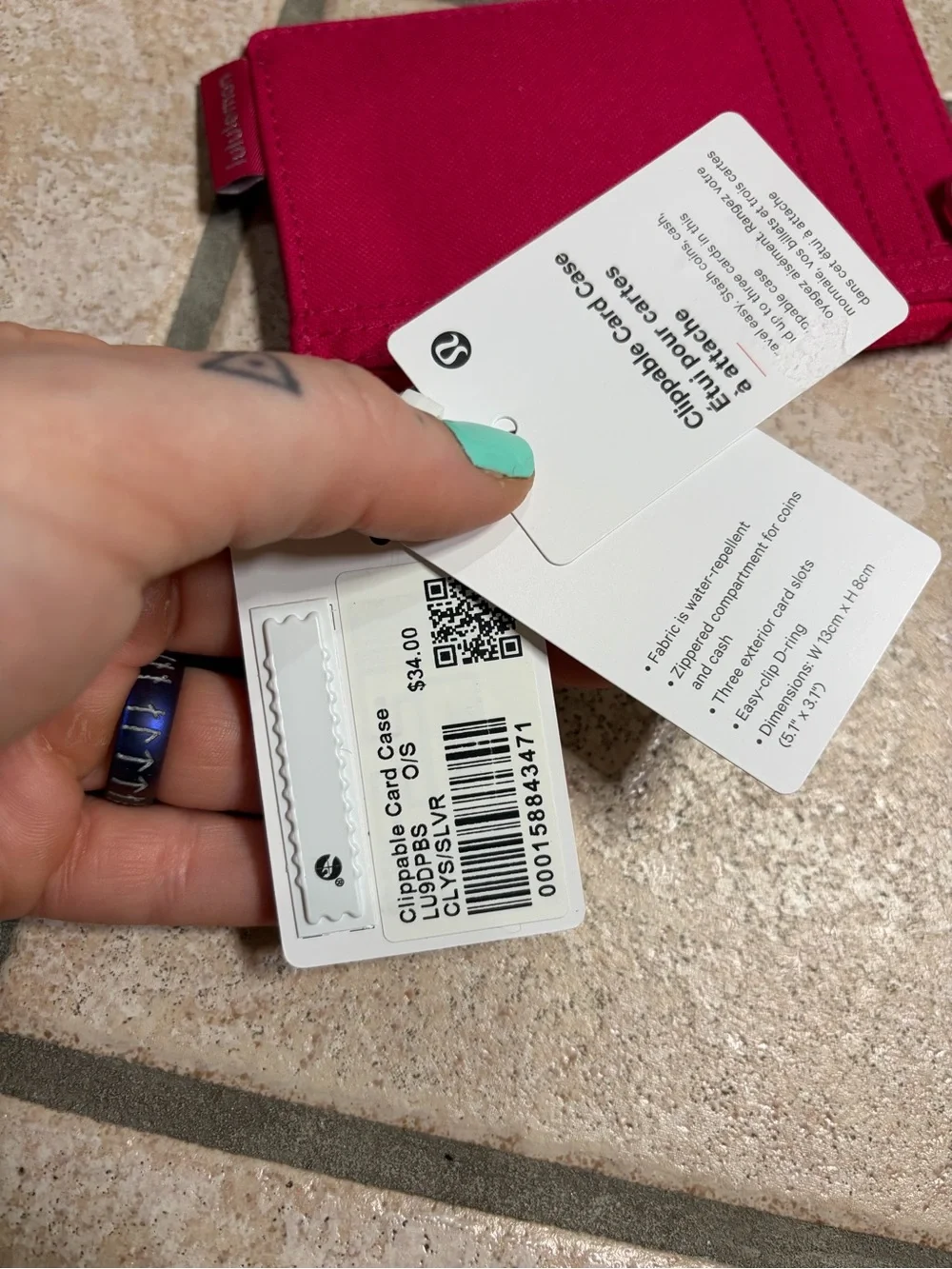 NWT Lululemon Clippable Card Case (Calypso Pink)